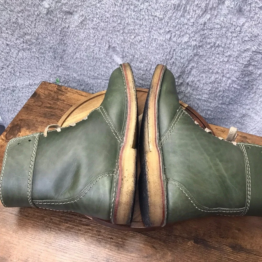 Danish Duck Feet Faborg Boots EU 45 M 11.5 W 13 Forest Green Leather Wool Lined - Picture 10 of 13